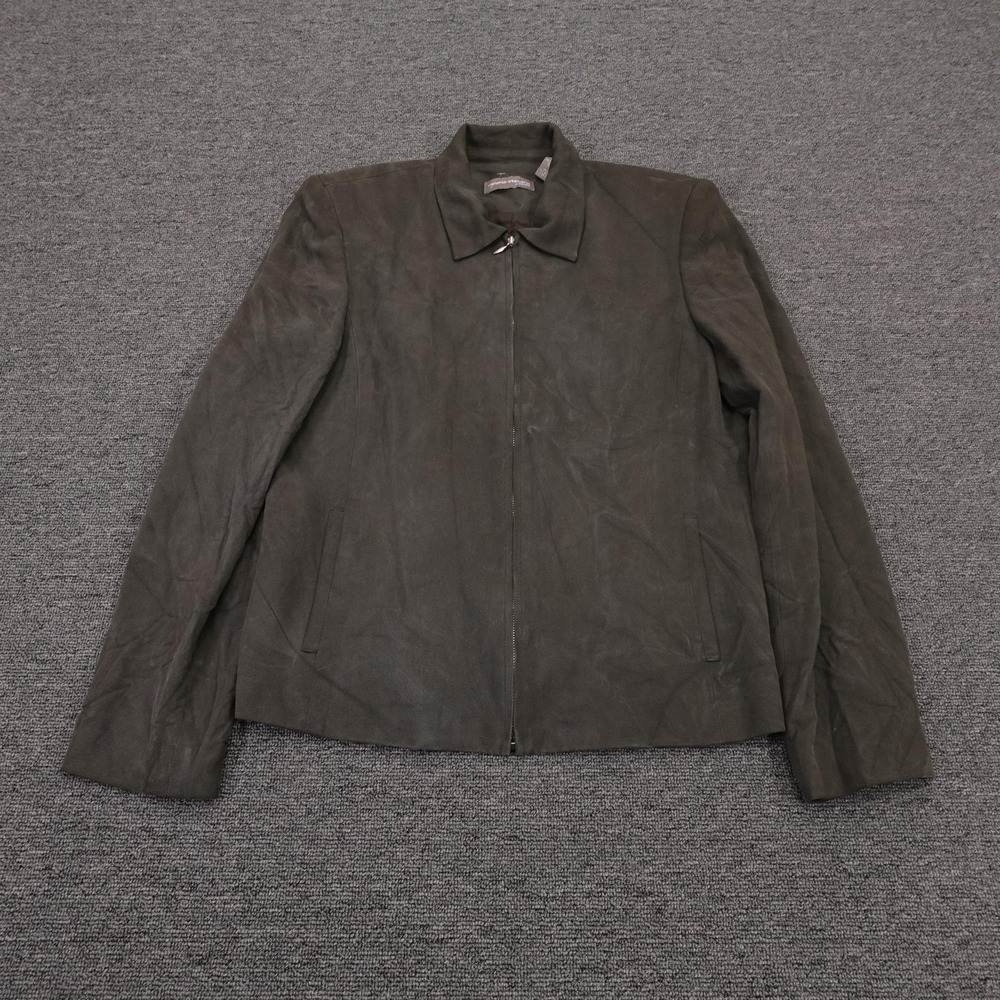 Valerie Stevens Jacket Womens 4 Green Pure Silk Twill Full Zip Pockets Collared